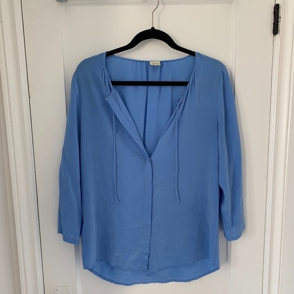 ecru Tops - ecru silk blue pastel blouse - Small